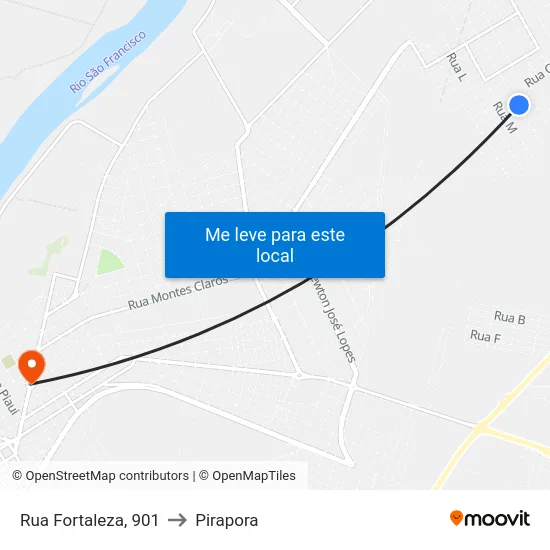 Rua Fortaleza, 901 to Pirapora map