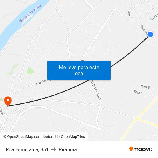 Rua Esmeralda, 351 to Pirapora map