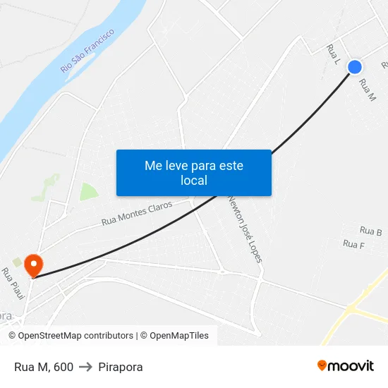 Rua M, 600 to Pirapora map