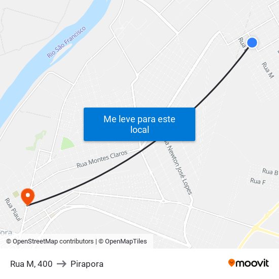 Rua M, 400 to Pirapora map