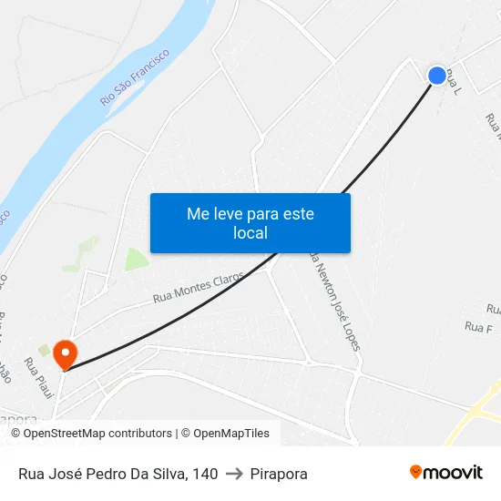 Rua José Pedro Da Silva, 140 to Pirapora map