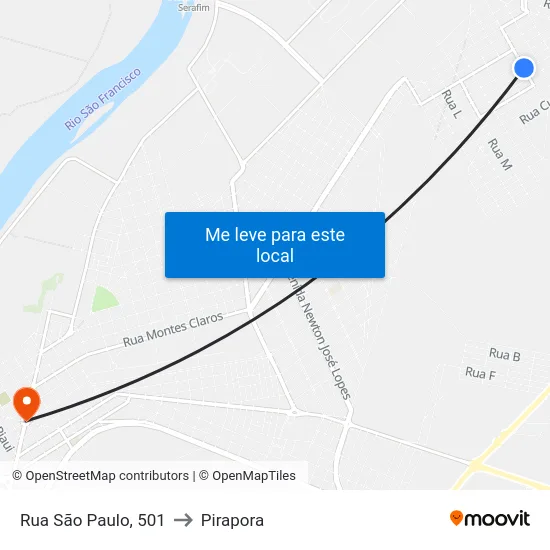 Rua São Paulo, 501 to Pirapora map