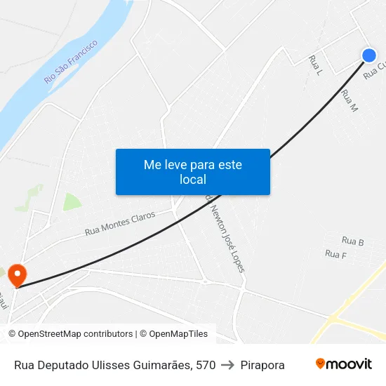 Rua Deputado Ulisses Guimarães, 570 to Pirapora map