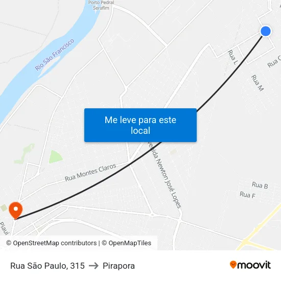 Rua São Paulo, 315 to Pirapora map