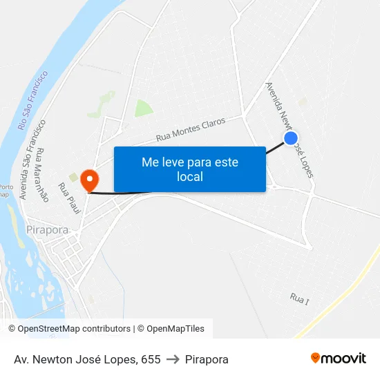 Av. Newton José Lopes, 655 to Pirapora map