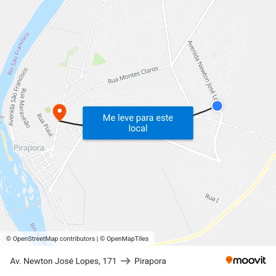 Av. Newton José Lopes, 171 to Pirapora map
