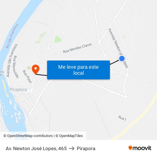 Av. Newton José Lopes, 465 to Pirapora map