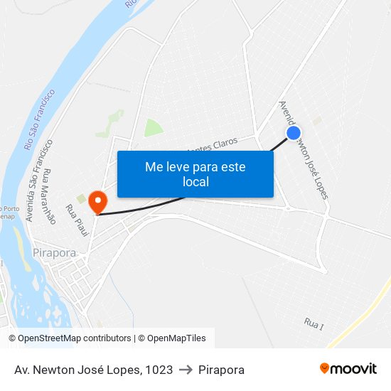 Av. Newton José Lopes, 1023 to Pirapora map