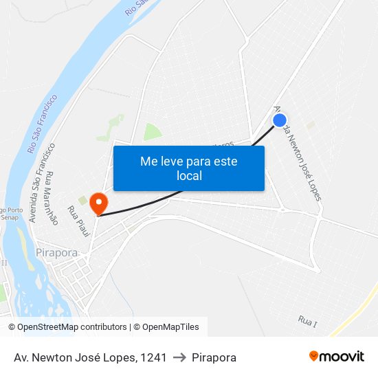 Av. Newton José Lopes, 1241 to Pirapora map