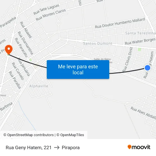 Rua Geny Hatem, 221 to Pirapora map