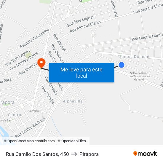 Rua Camilo Dos Santos, 450 to Pirapora map