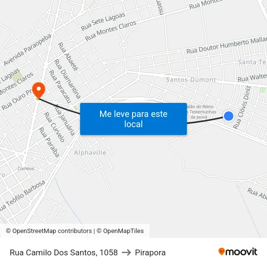 Rua Camilo Dos Santos, 1058 to Pirapora map