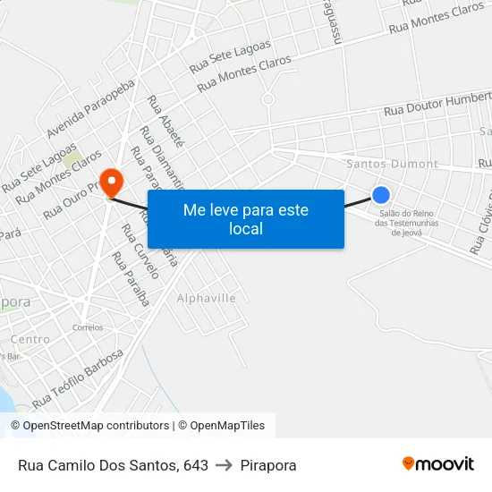 Rua Camilo Dos Santos, 643 to Pirapora map