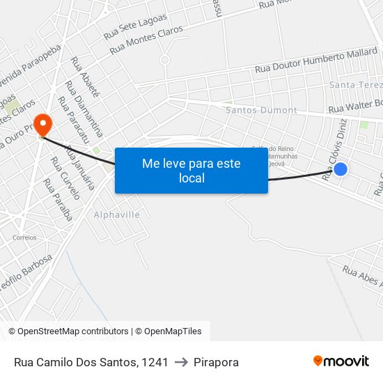 Rua Camilo Dos Santos, 1241 to Pirapora map