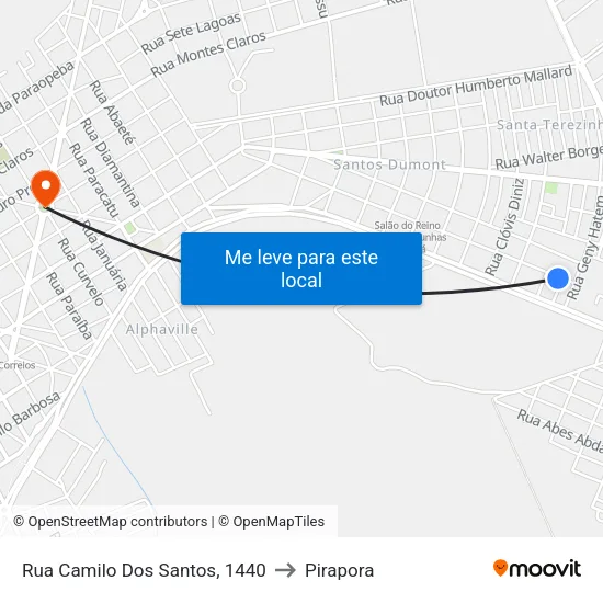 Rua Camilo Dos Santos, 1440 to Pirapora map