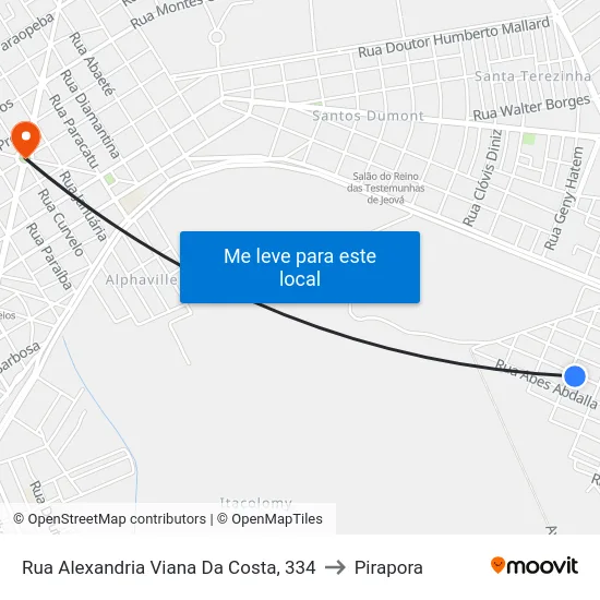 Rua Alexandria Viana Da Costa, 334 to Pirapora map
