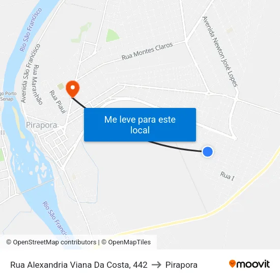 Rua Alexandria Viana Da Costa, 442 to Pirapora map