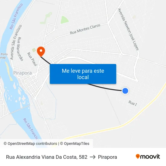 Rua Alexandria Viana Da Costa, 582 to Pirapora map