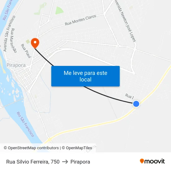 Rua Sílvio Ferreira, 750 to Pirapora map