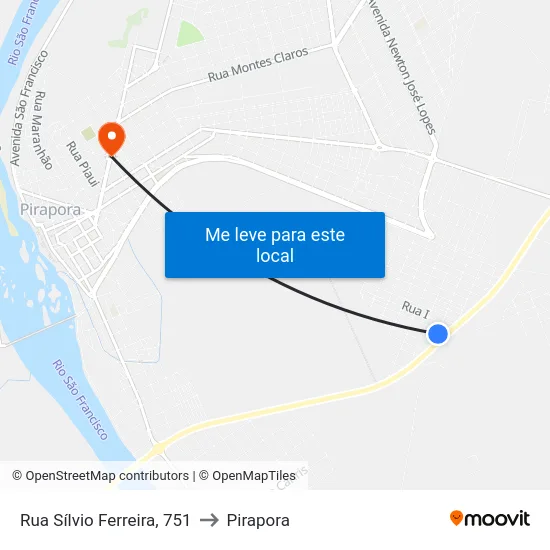 Rua Sílvio Ferreira, 751 to Pirapora map