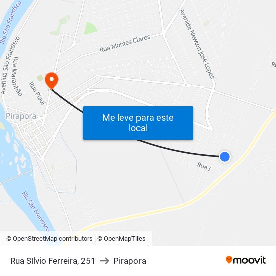 Rua Sílvio Ferreira, 251 to Pirapora map