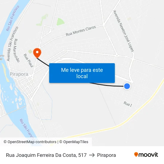 Rua Joaquim Ferreira Da Costa, 517 to Pirapora map