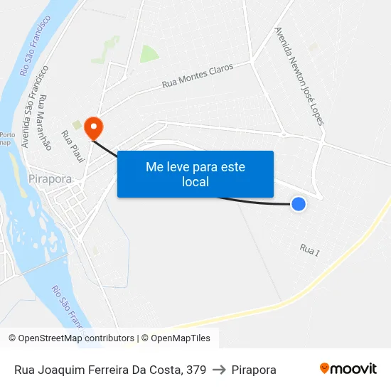 Rua Joaquim Ferreira Da Costa, 379 to Pirapora map