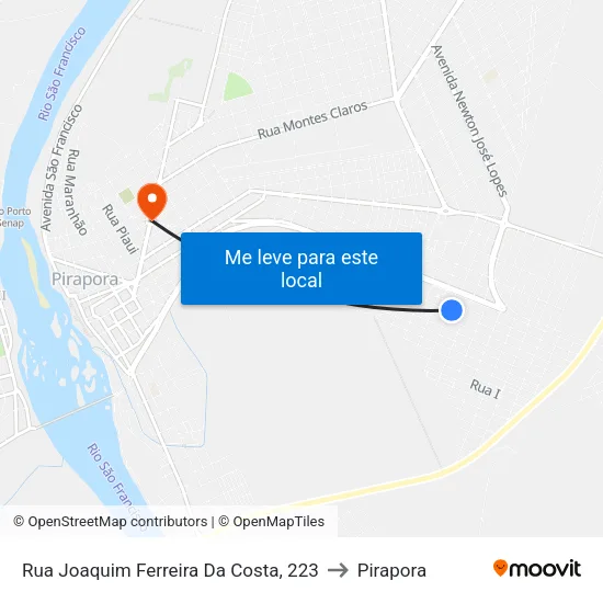 Rua Joaquim Ferreira Da Costa, 223 to Pirapora map