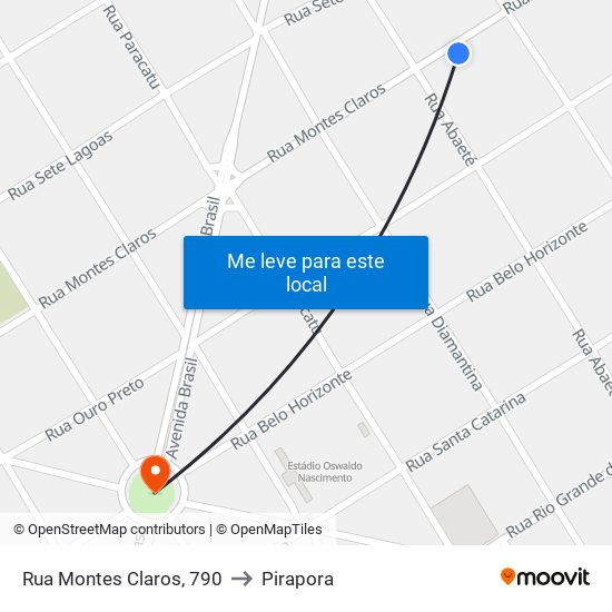 Rua Montes Claros, 790 to Pirapora map