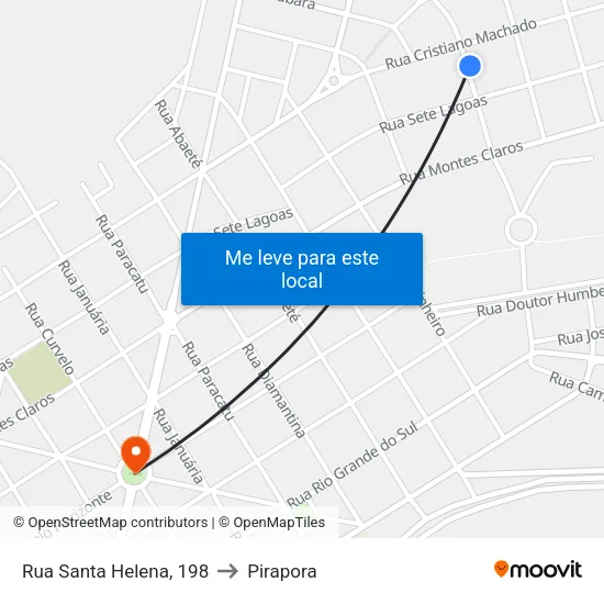 Rua Santa Helena, 198 to Pirapora map