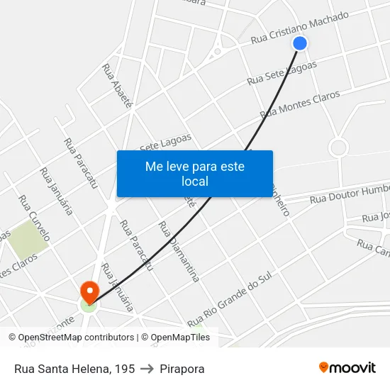 Rua Santa Helena, 195 to Pirapora map