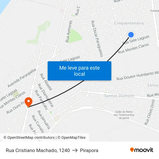 Rua Cristiano Machado, 1240 to Pirapora map