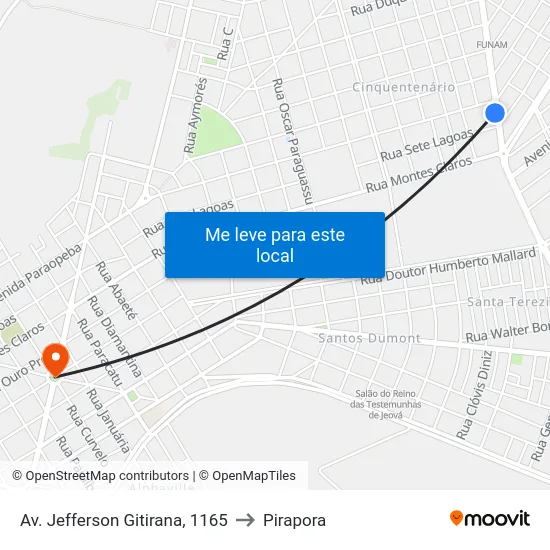 Av. Jefferson Gitirana, 1165 to Pirapora map
