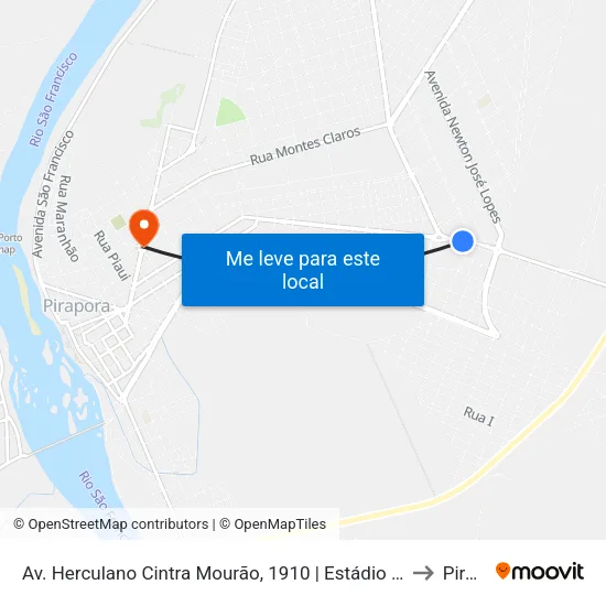 Av. Herculano Cintra Mourão, 1910 | Estádio Municipal Otaviano Alkimim to Pirapora map