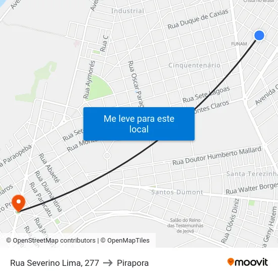Rua Severino Lima, 277 to Pirapora map