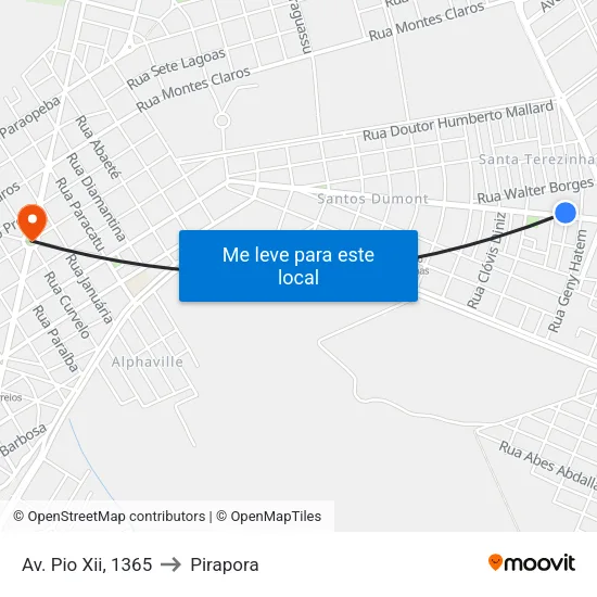 Av. Pio Xii, 1365 to Pirapora map