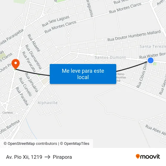 Av. Pio Xii, 1219 to Pirapora map