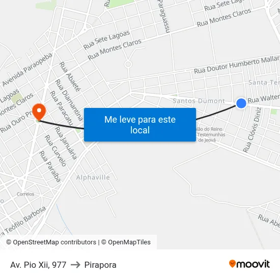 Av. Pio Xii, 977 to Pirapora map