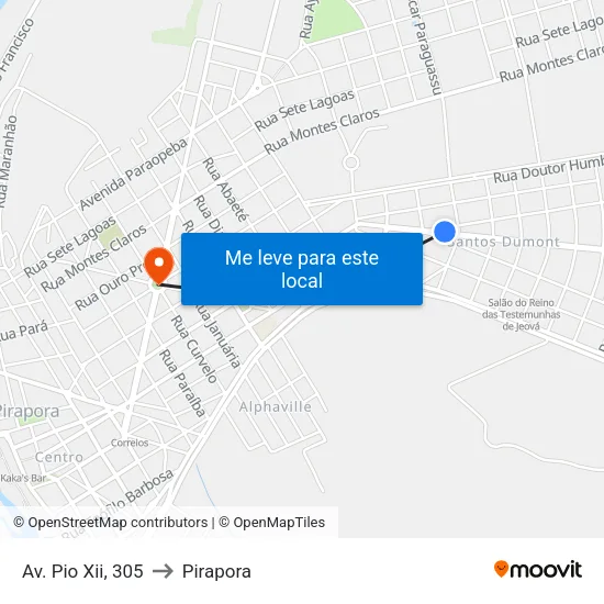 Av. Pio Xii, 305 to Pirapora map