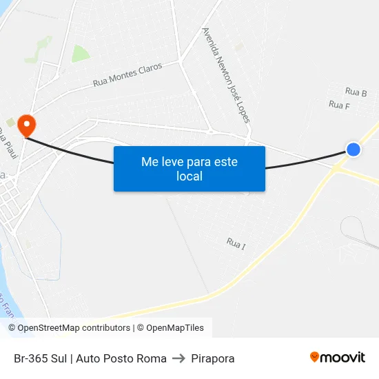 Br-365 Sul | Auto Posto Roma to Pirapora map