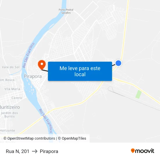 Rua N, 201 to Pirapora map