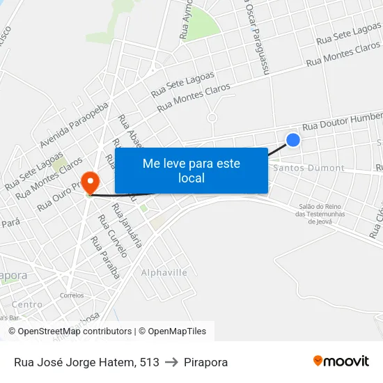 Rua José Jorge Hatem, 513 to Pirapora map