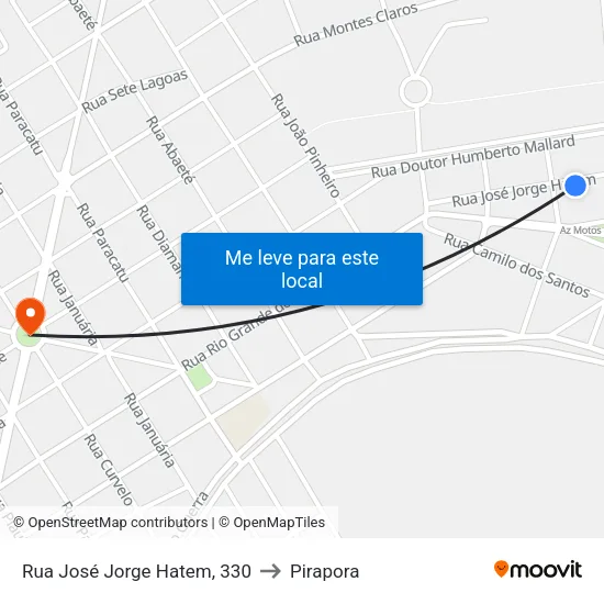 Rua José Jorge Hatem, 330 to Pirapora map