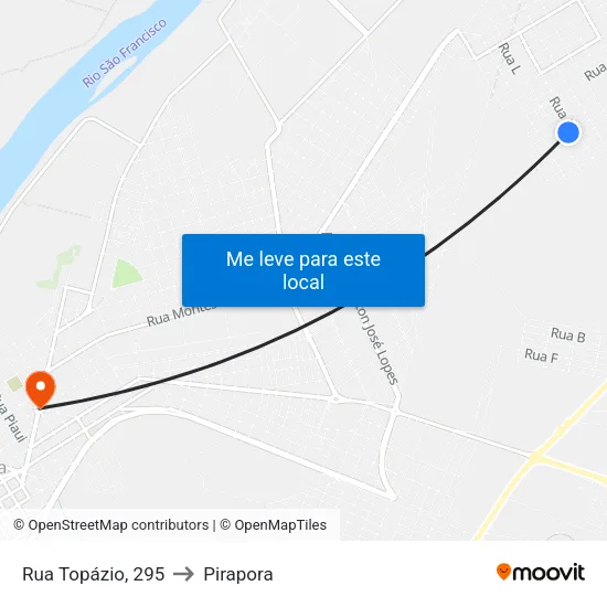 Rua Topázio, 295 to Pirapora map