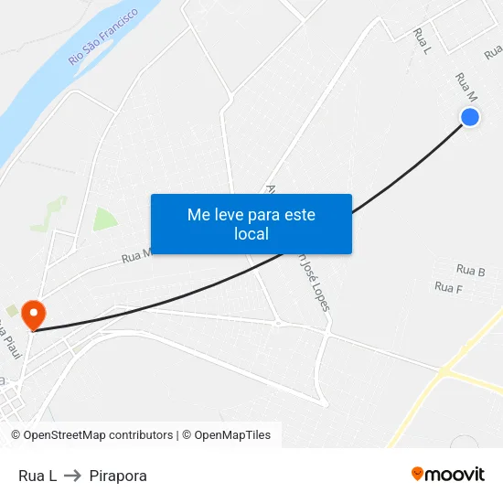Rua L to Pirapora map