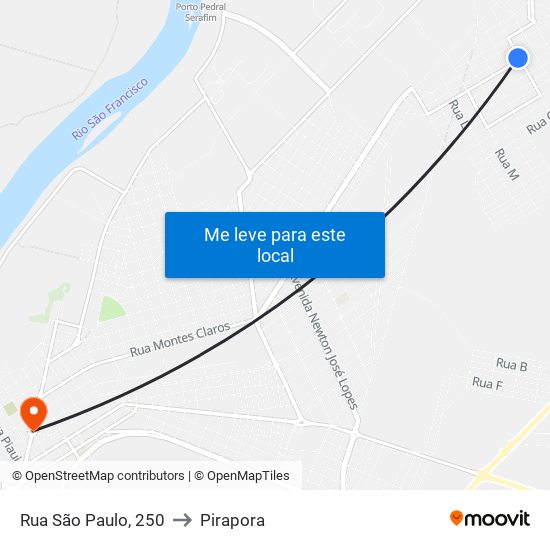 Rua São Paulo, 250 to Pirapora map