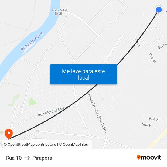 Rua 10 to Pirapora map