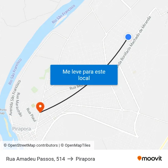 Rua Amadeu Passos, 514 to Pirapora map