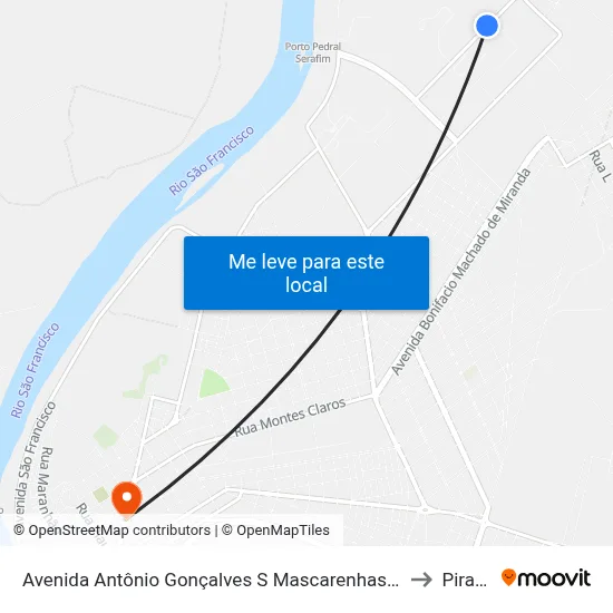 Avenida Antônio Gonçalves S Mascarenhas | Cia Santo Antônio to Pirapora map