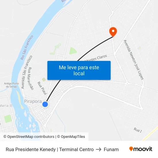 Rua Presidente Kenedy | Terminal Centro to Funam map